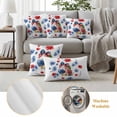 thumbnail image 6 of Independence Day Cherry Pillow Covers 2 Pack Patriotic Red Blue Star Flower Bow Leaf Pillowcase Waterproof Outdoor Throw Pillow Cover for Patio Garden Square Cushion 18”x18”, 6 of 9