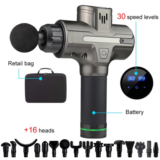 Pistola de masaje eléctrica LCD para fascia, relajación muscular corporal adelgazante para cuello, espalda, pies, piernas, hombros, masajeador, pistola de masaje de percusión Tan Jianjun unisex