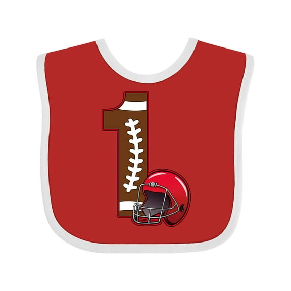 Inktastic First Birthday Red Football Helmet Boys or Girls Baby Bib