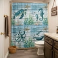 thumbnail image 5 of Xipuska Sea Turtle Shower Curtain - Water Repellent Fabric Shower Curtains Washable, Coastal Seahorse Whale Octopus Ocean Seagrass Decorative Cloth Bathroom Curtains Modern Bath Decor 36"x72", 5 of 6