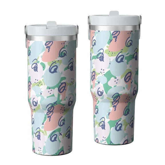 Modern 30oz Handheld Travel Tumbler with Handle – Double Wall Stainless Steel Insulated Cup, Flip Straw Lid, Leak-Proof & BPA-Free for Hot and Cold Drinks – Durable Coffee & Juice Mug White