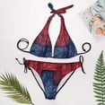 thumbnail image 4 of Red Blue Dark 2 Piece Set Swimwear Adjustable Bikini Summer Party Beach Triangle Bathing Suit Tie String Thong, 4 of 5