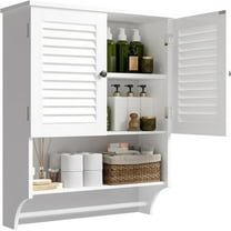 Medicine Cabinet, Bathroom Wall Cabinet, 2 Doors Over The Toilet Space Saver Storage Cabinet with Large Space, White