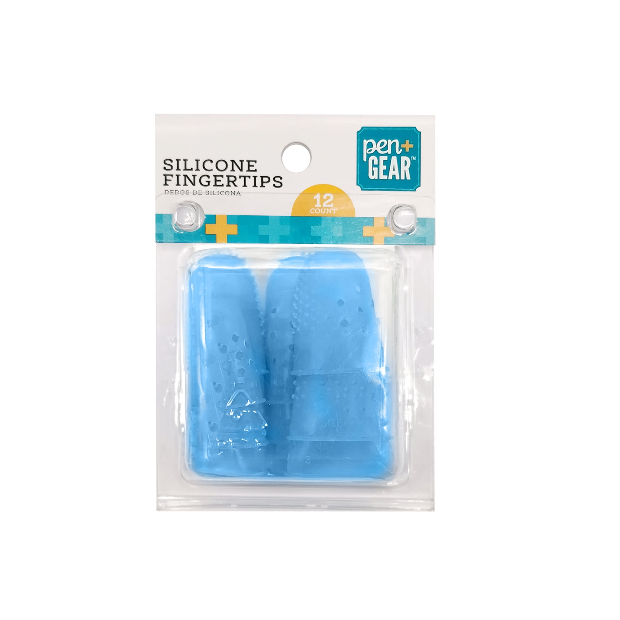 Pen + Gear Silicone Finger Protector Thumbs Cover Fingertip Gloves,Translucent Blue, 12 Count