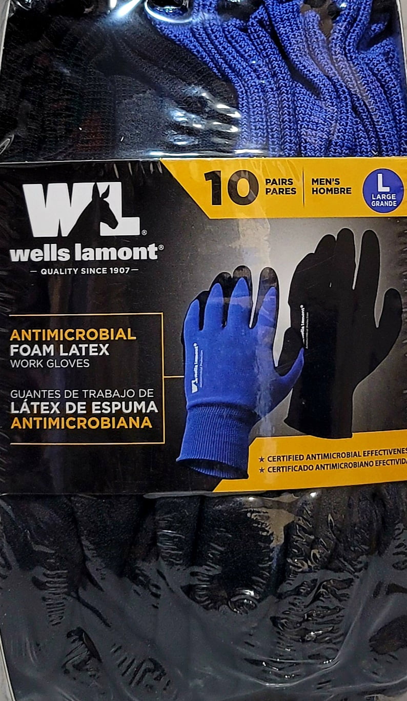 Wells Lamont Men's Foam Latex Work Gloves, 10 Pair - Size Large