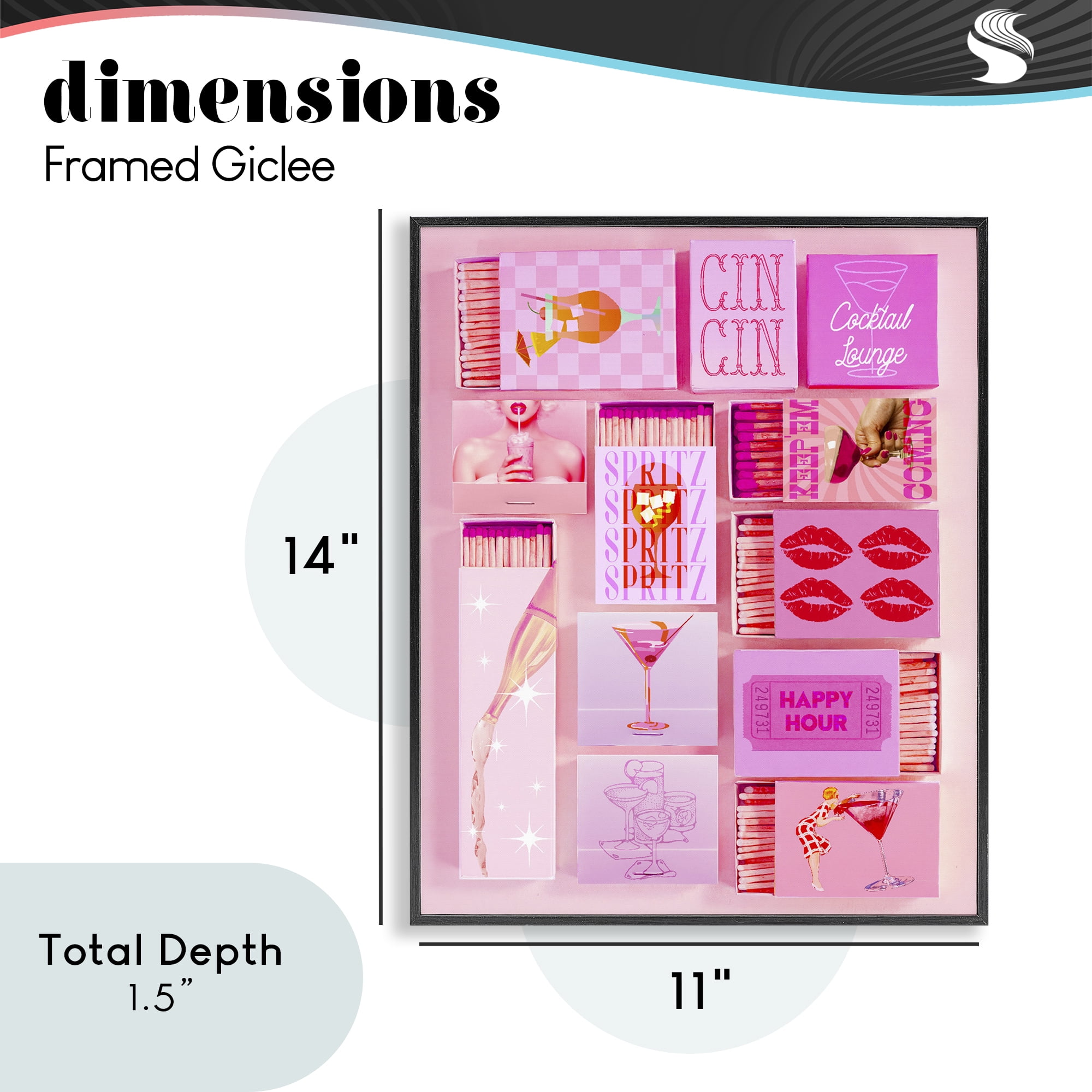 Feminine Glam Matches Black Framed Giclee Art, design by Lil' Rue