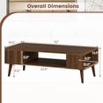 thumbnail image 3 of Gymax 42'' Rectangular Center Table w/Open Compartment & 2 Side Storage Shelves Walnut, 3 of 10
