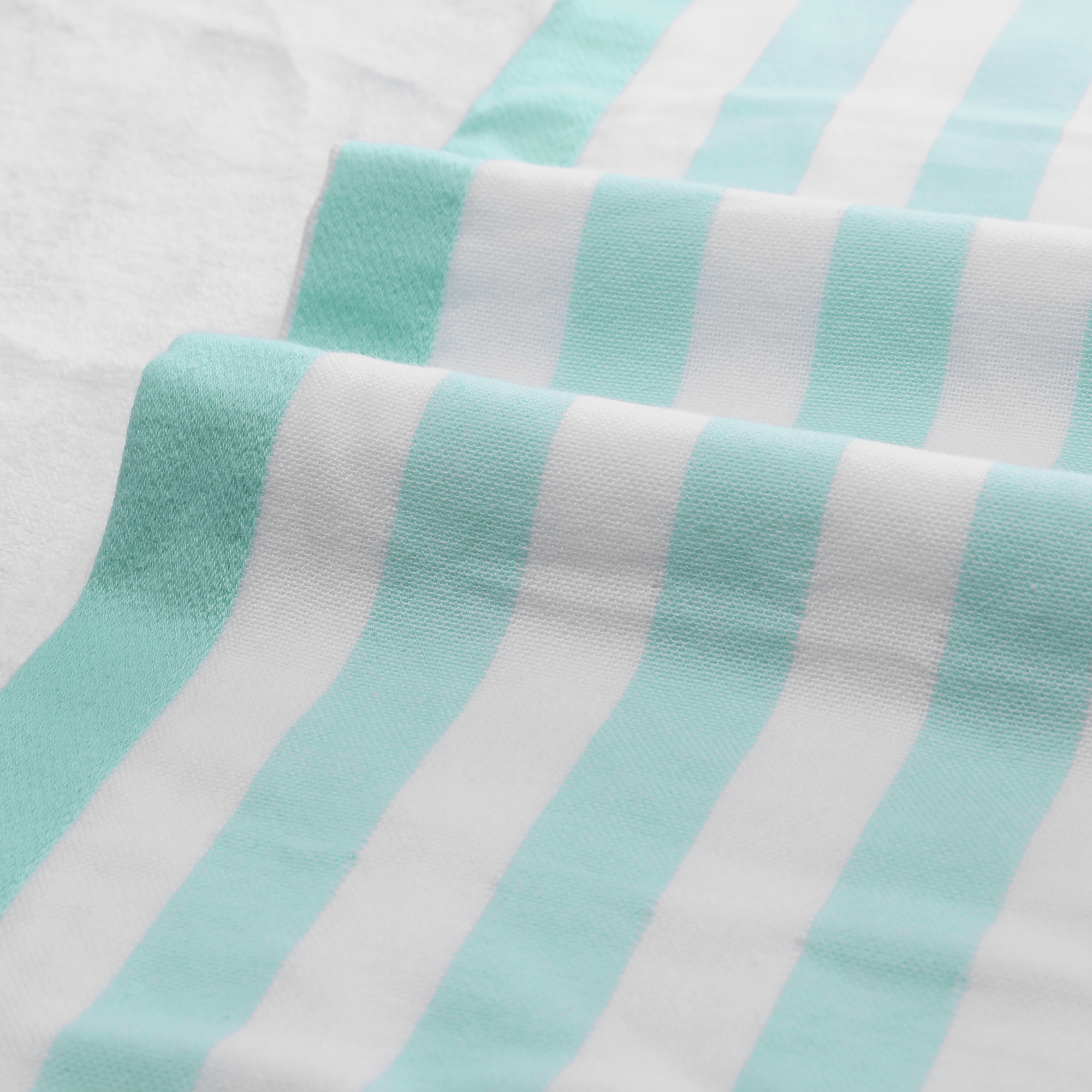 Unique Bargains Stripe 2 Pack Bath Towels Set Cotton Lightweight Towels for Bathroom Green 28" x 56"
