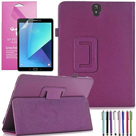 Samsung Galaxy Tab S3 9.7 Case, EpicGadget(TM) PU Leather Folding Folio (With S Pen) Auto Sleep/Wake Case for Tab S3 9.7 Inch SM-T820/T825 2017 Tablet With Screen Protector and 1 Stylus
