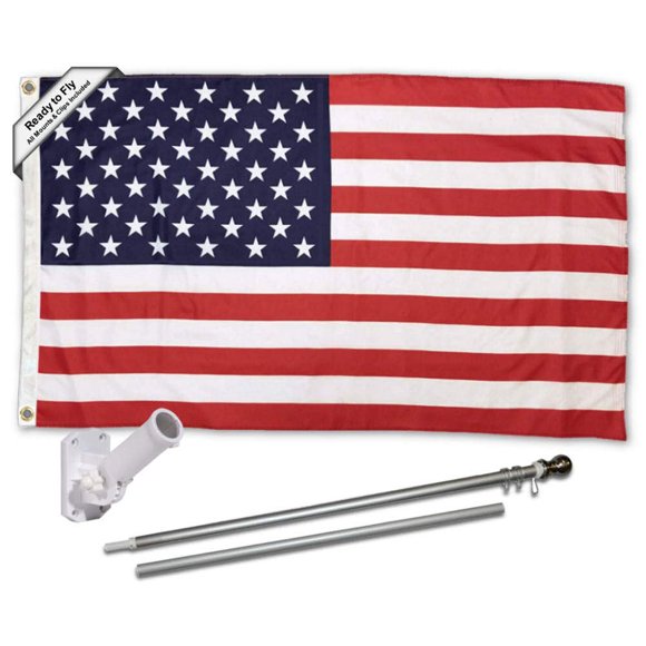 Drapeaux de Sport Fanions Company Drapeau Américain USA avec Kit de Montage et Poteau