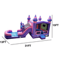 thumbnail image 2 of JumpOrange Commercial Grade Inflatable Bouncer with Dual Slide, for Adults and Kids, Wet Dry Use, Includes Heavy Duty Blower, Stakes and Storage, Blowup Playset, Princess Pink Purple, 2 of 9
