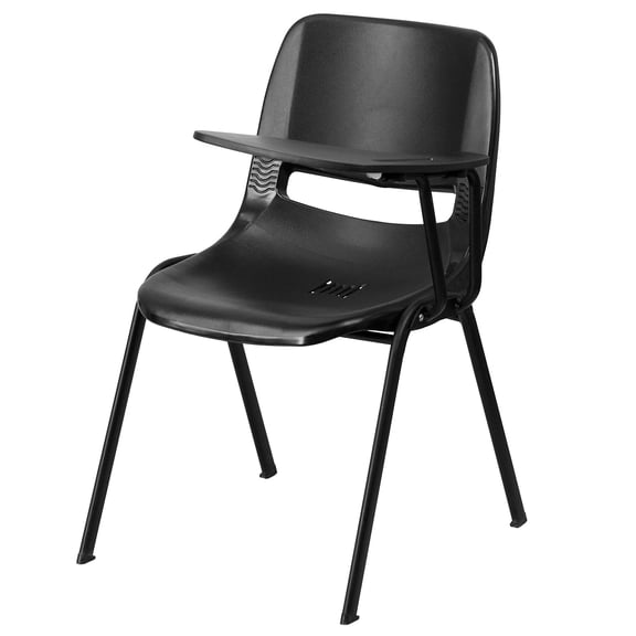 Scranton & Co Ergonomic Shell Stacking Folding Chair in Black