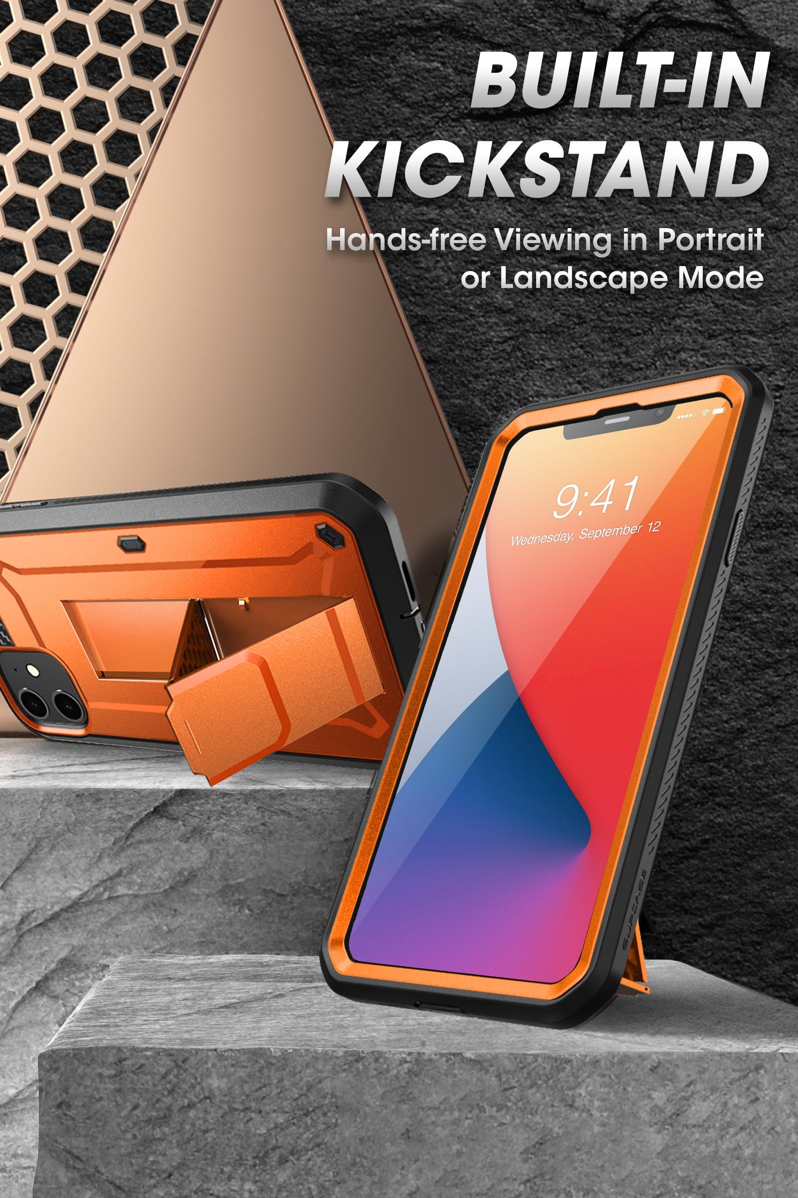 SUPCASE Unicorn Beetle Pro Series Case for iPhone 12 Mini (2020 Release) 5.4 Inch, Built-in Screen Protector Full-Body Rugged Holster Case (Orange)