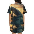 thumbnail image 6 of Fotbe Sunset Ocean Whale Print Pajama Set for Women 2 Piece Loungewear Short Sleeve Tops and Shorts Set Soft Sleepwear-3X-Large, 6 of 7