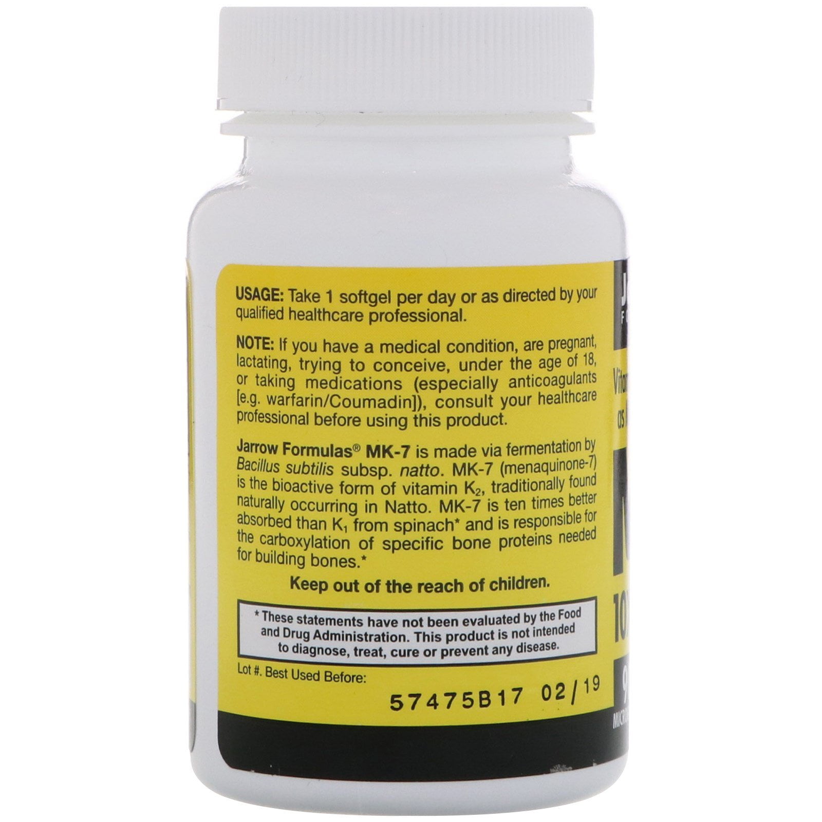 Jarrow Formulas MK-7 Softgels, 90 mcg, 60 Count