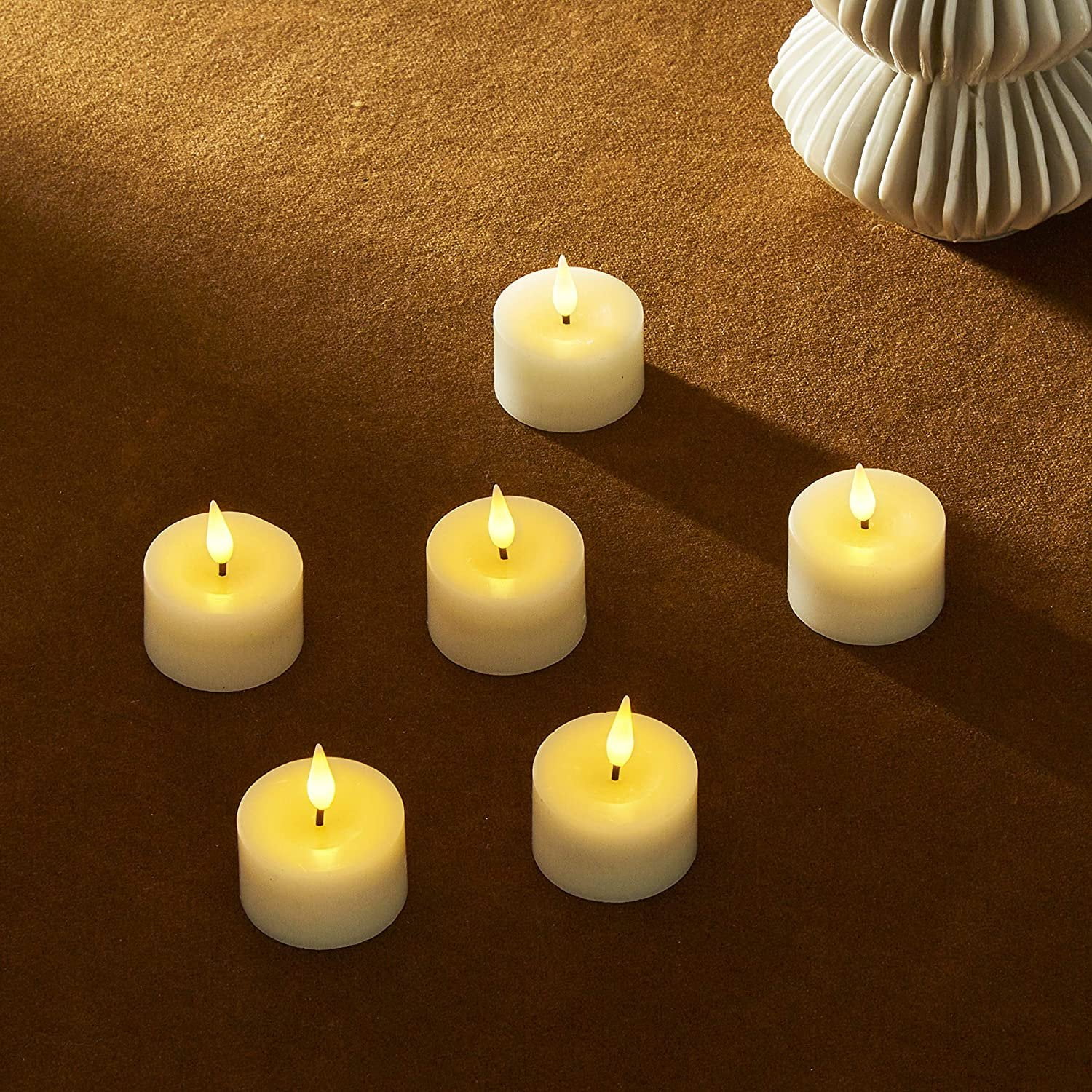 Luminara Flameless Tea Lights LED Votive Candles Timer Battery Included Ivory 4 