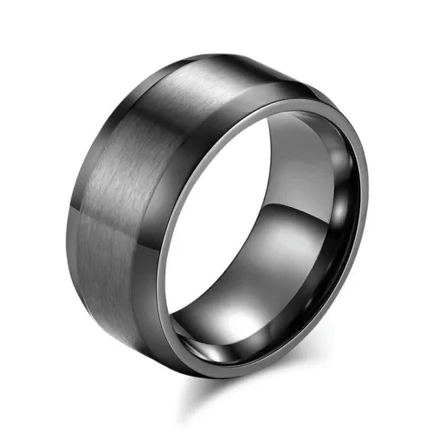 10mm Wide Men's Stainless Steel Ring - Rose Gold, Silver, Gold, Black, Sizes 7-12