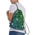 thumbnail image 3 of Drawstring Backpack - Green Disco Lights Splash Proof Small Drawstring Gym Bag for Women Men, Cinch Sports String Bag Backpack for Travel Swimming Beach, 3 of 8