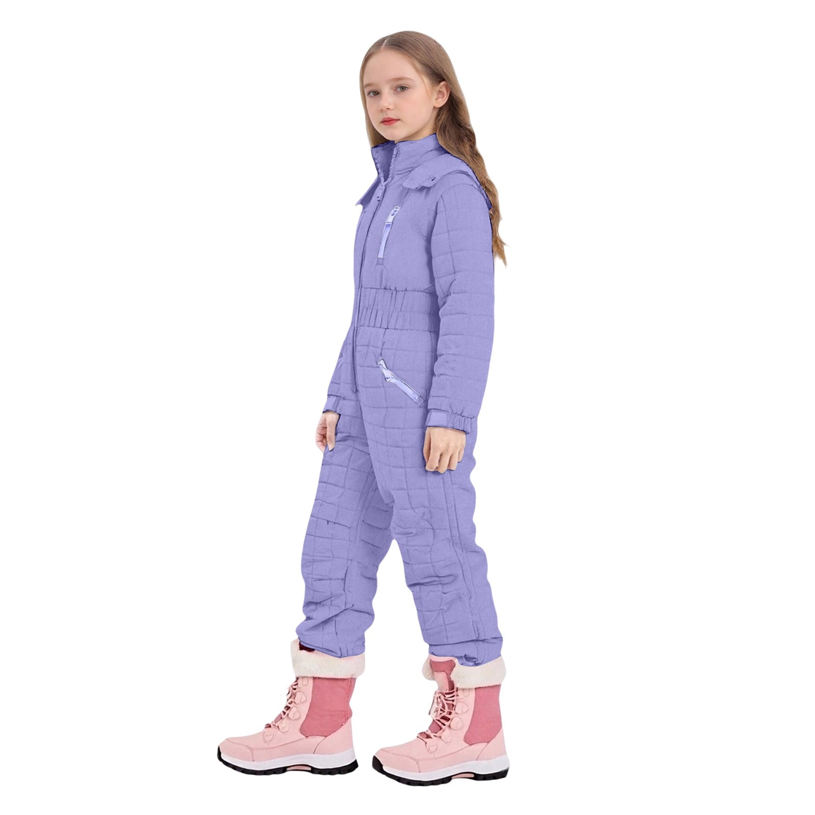 Mercatoo Hooded Ski Jumpsuit for Girls Boys Full Zip One Piece Quilted Snowsuit Teens Kids Elastic Cuffs Winter Warm Onesi𝗲 Outerwear
