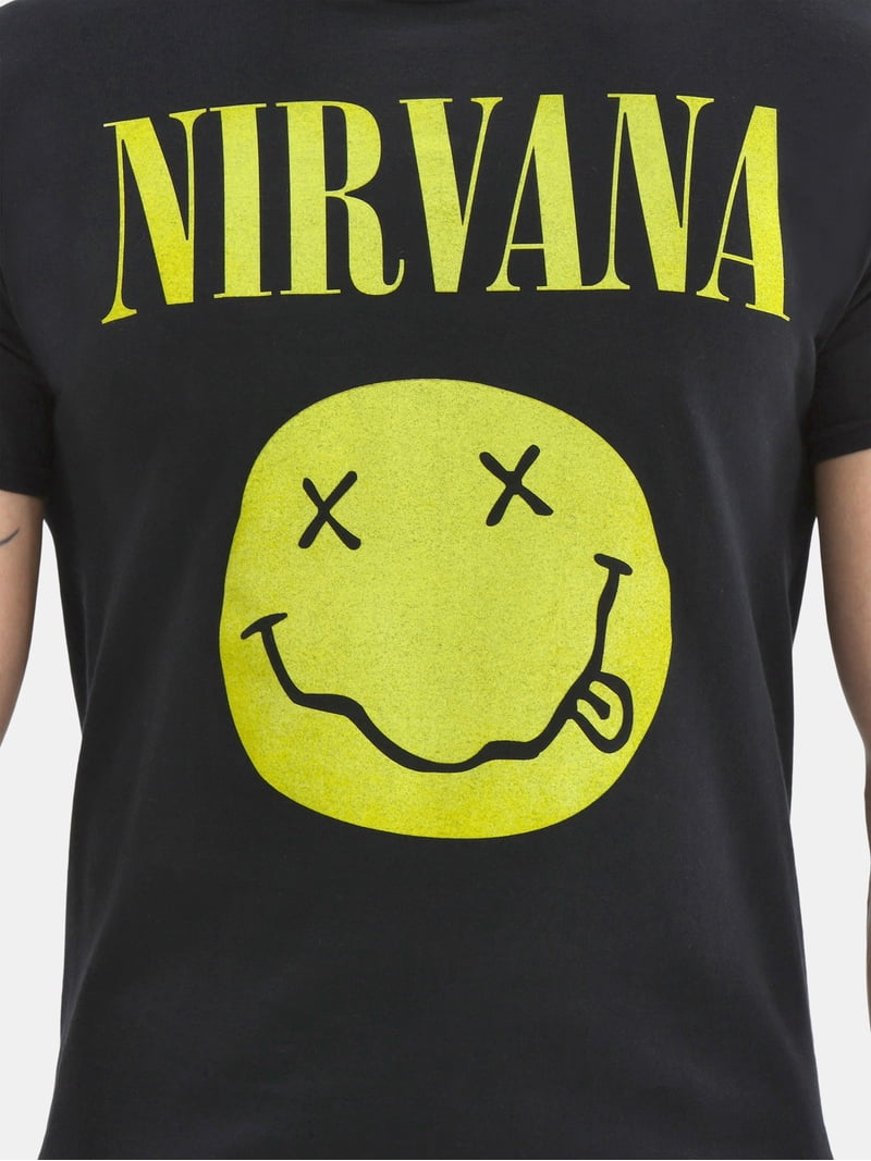 Nirvana Smiley Men's Graphic Tee, Black, L, 100% Cotton - Walmart.com