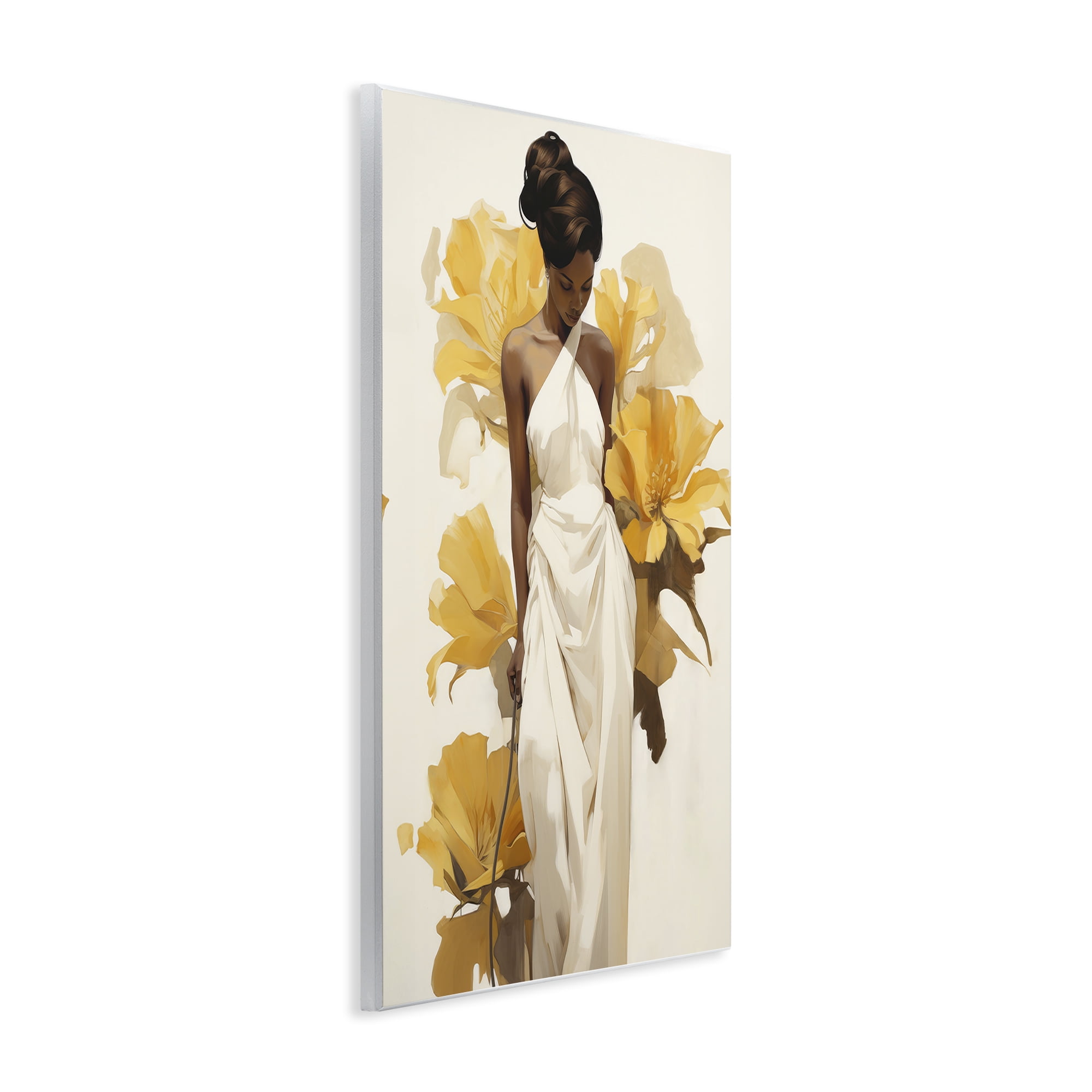 Stupell Industries Elegant Woman with Flowers People Painting Unframed Art Print Wall Art, 13 x 19