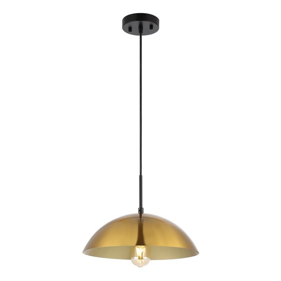 SAFAVIEH Jorden LED Brass Metal Pendant Light with Brass Gold Shade