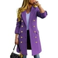 thumbnail image 2 of FUNING  Womens Fall Winter Wool Coats Double Breasted Midi Peacoat Trench Coats, 2 of 3