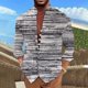 thumbnail image 2 of Men'S Retro Casual Loose Fitting Long Sleeved Printed Shirt Fashion Standing Collar TopXL, 2 of 5