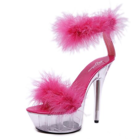 

Women‘s Platform Stiletto Sandals Fuzzy Open Toe Furry High Heels Women‘s Solid Color Pumps