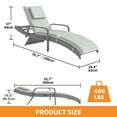 thumbnail image 5 of Craftian Outdoor Wicker Chaise Lounge, Reclining Rattan Chair with Pull-Out Tray and Cushions (Gray), 5 of 9