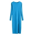 thumbnail image 2 of FcBaudy Longues Robe à Manches à Col Rond pour Femme Chandail Robe Tricotée Tricotée Robe Moulante à Manches Longues pour Femme Jupe Portefeuille Moulante Robe pour Femme, 2 of 7