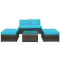 thumbnail image 2 of Gymax 5PCS Outdoor Patio Furniture Set w/ Coffee Table Ottoman Turquoise Cushion, 2 of 10