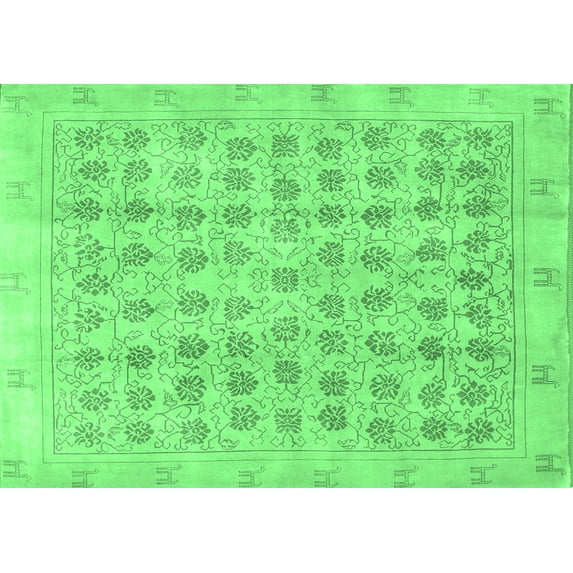 Ahgly Company Indoor Rectangle Persian Emerald Green Traditional Area Rugs, 7' x 10'
