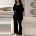 thumbnail image 2 of FAIWAD Lounge Pajamas Set for Women Spring Summer Long Sleeved Tops and Wide Leg Slacks Comfy Loungewear Set, 2 of 4