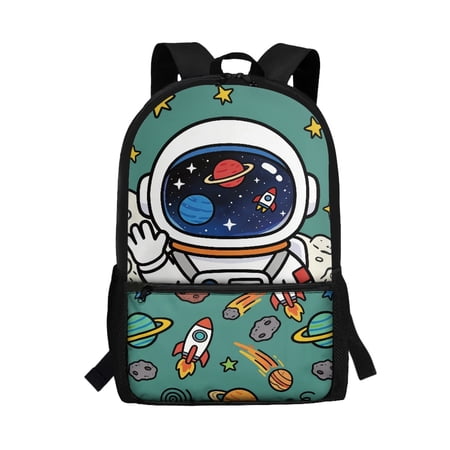 Uourmeti Rocket Planet Pattern Multiple Pockets Backpack for Travel School Personalized Smooth Zipper School Backpack Soft Student Bookbag