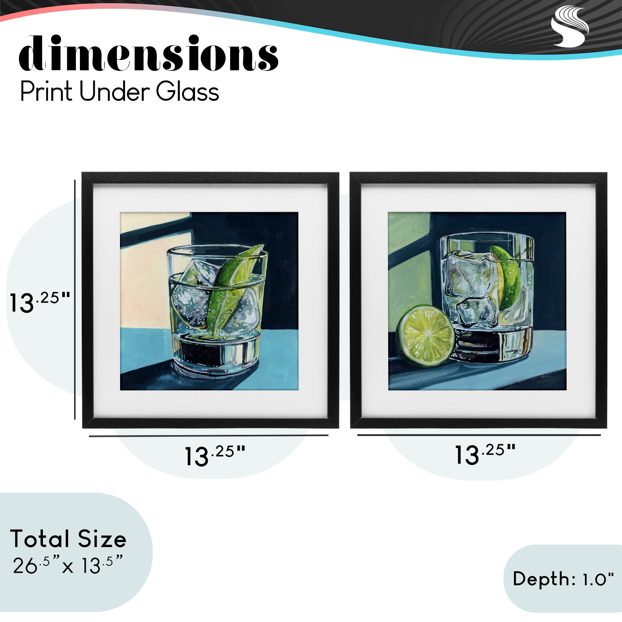 Stupell Industries Strong Gin Tonic Cocktail 2 Piece Black Framed Print Under Glass Set, design by Kate Jarvik Birch