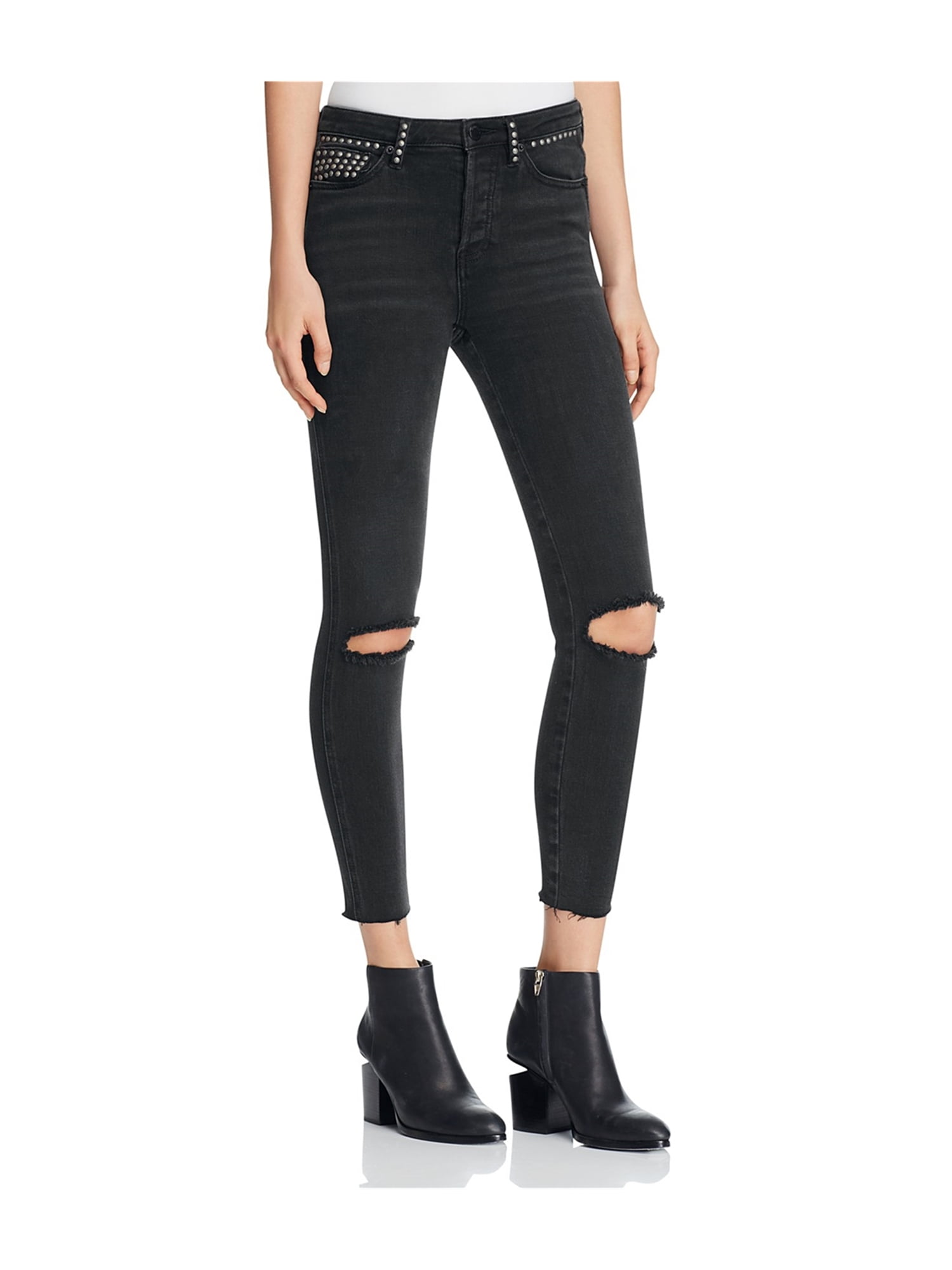 Free People Womens Ripped Skinny Fit Jeans black 29x27 | Walmart Canada