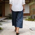 thumbnail image 3 of JUSLIO Womens Capris Linen Solid High, Waist with Pockets Loose Everyday Casual Wide-Leg Capris, 3 of 9