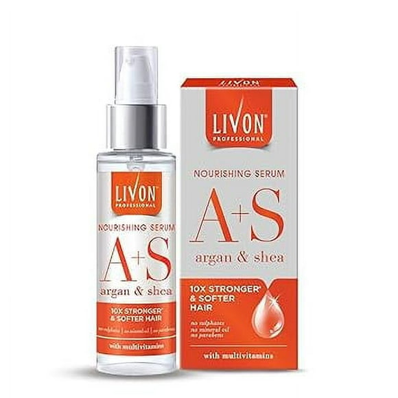Livon Professional Nourishing Serum for Women & Men | With Argan, Shea & Multivitamins | For Softer, Stronger & Frizz-free Hair | No Paraben, Sulphate or Mineral Oil | All Hair Types | 100ml