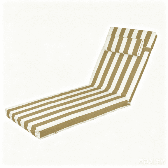 Outdoor Chaise Lounge Cushion, Waterproof Fade-Resistant Patio Chair Pad for Pool/Beach, Brown Striped