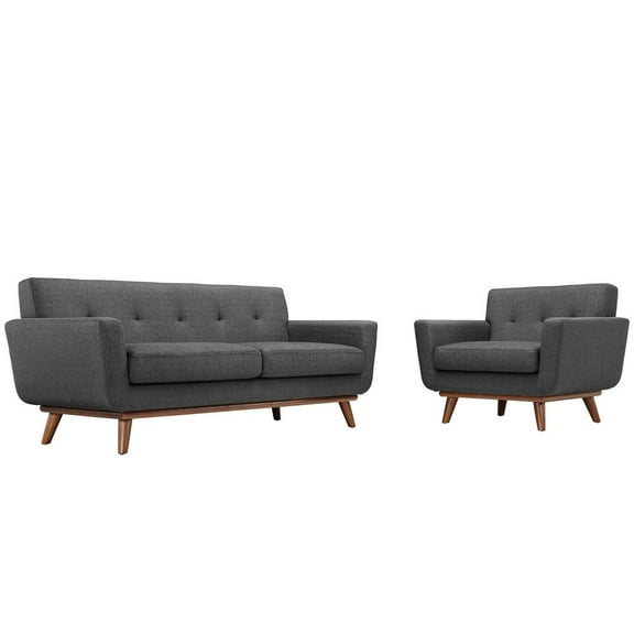 Modway Engage Armchair and Loveseat Set of 2 in Gray
