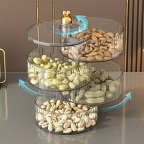 Gnmfd Snack Box Container with Lid and Handle, Multi-Layer Rotating Food Organizer for Fruits Vegetables Cookies, Portable Party Serving Tray for Adults Picnic Home Use