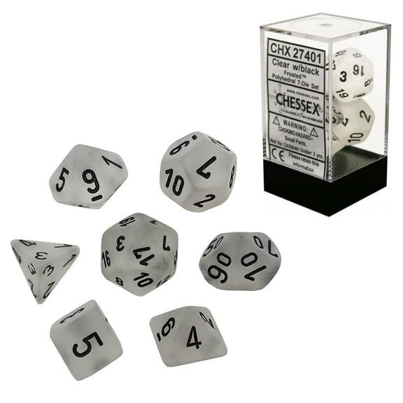 Chessex CHX27401 Dice-Frosted Clear/Black Set