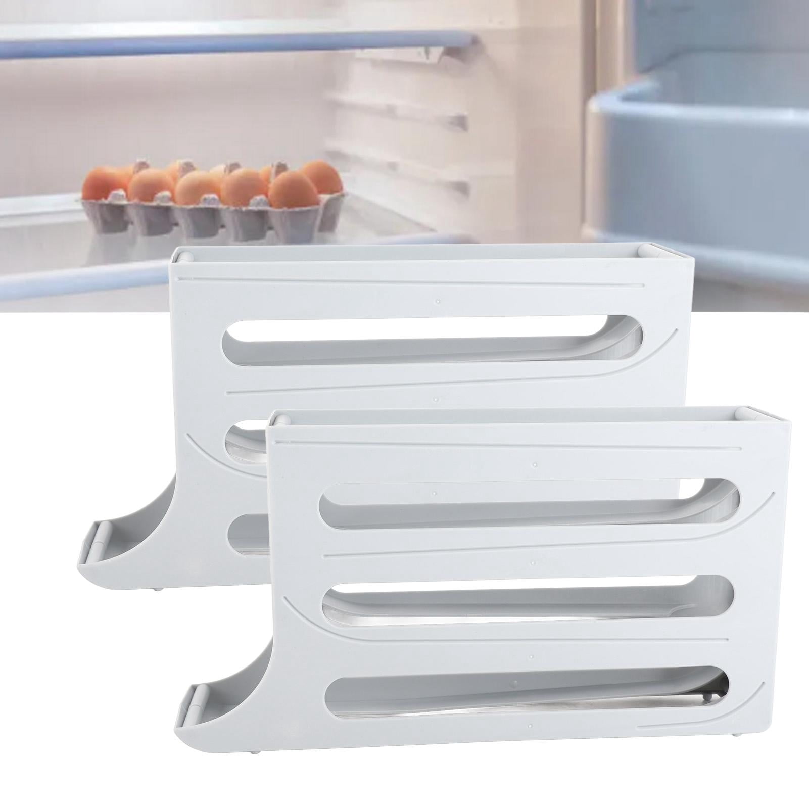 YAHHU 2‑Pack Auto‑Rolling Egg Dispenser, 4‑Tier Space‑Saving Tray for Fridge – Holds 60 Eggs, Premium PP, No‑Assembly, Gray