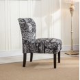 thumbnail image 6 of Roundhill Furniture Capa Print Fabric Armless Contemporary Accent Chair, Chalkboard Shadow Print, 6 of 10