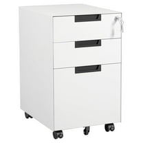 WDZS 3 Drawer Mobile File Cabinet with Lock,Under Desk Metal Small Filing Cabinets for Home Office Organizer Letters/Legal/A4(Fully Assembled Except Wheels-White)