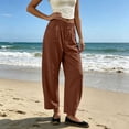 thumbnail image 5 of Barrel Pants For Women Elastic Waist Loose Fit Trouser Summer Casual Beach Vacation Lounge Pants With Pockets, 5 of 7