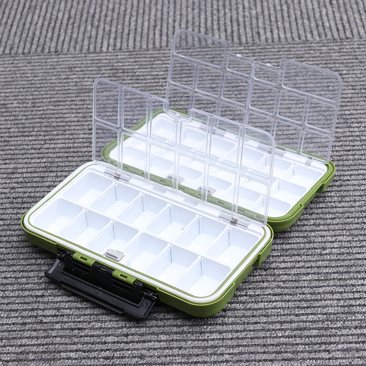 Toyandona Green Fishing Box with Transparent PC Lid Storage for Tackle and Accessories
