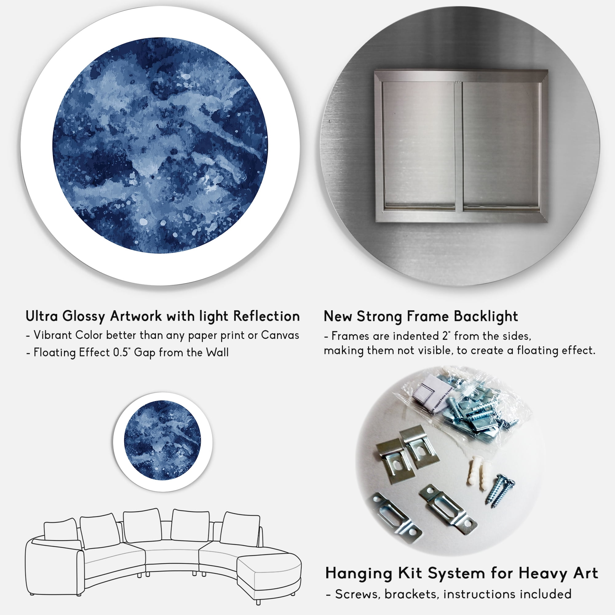 Designart 'Blue Space Galaxy Circle' Modern Circle Metal Wall Art 29x29 - Disc of 29