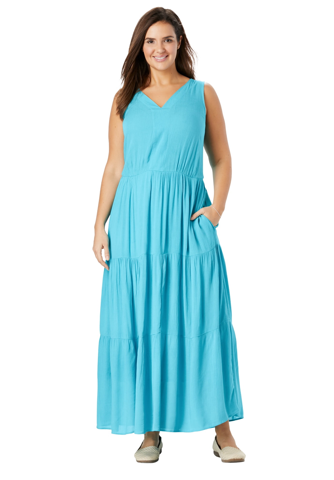 Sleeveless Tiered Crinkle Dress 
